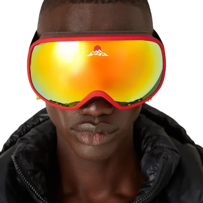 Rood-oranje ski-bril met kleurverloop