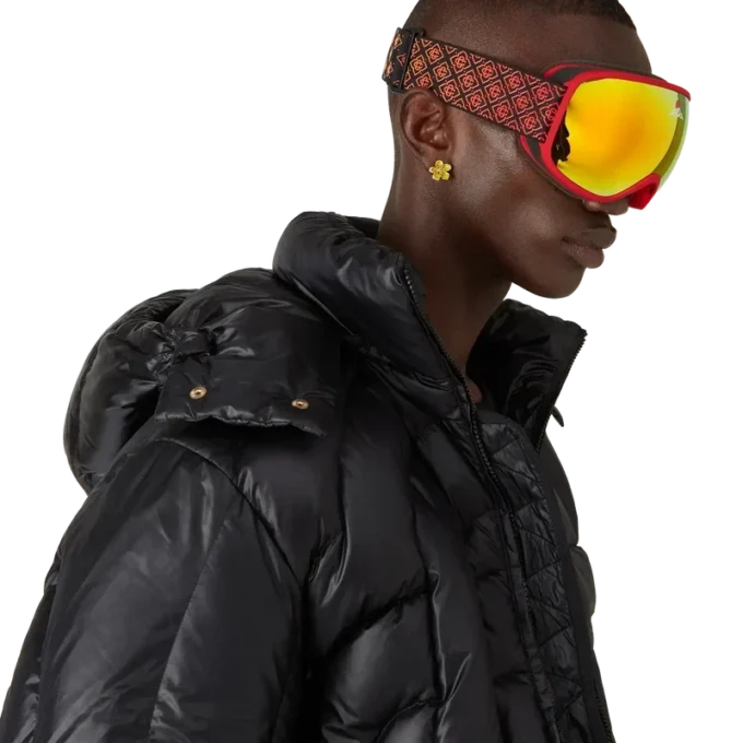 Rood-oranje ski-bril met kleurverloop