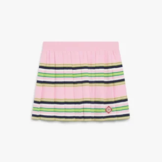 Roze & groene gestreepte geplooide minirok