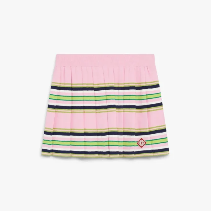 Roze & groene gestreepte geplooide minirok