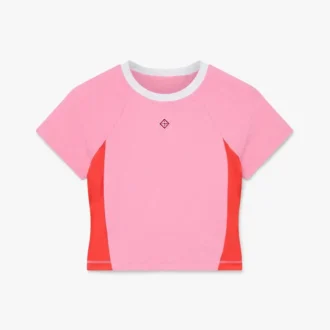 Roze Monogram Rash Top met korte mouwen