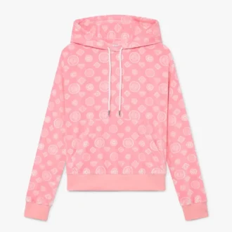 Roze velours sweatshirt met capuchon en monogram