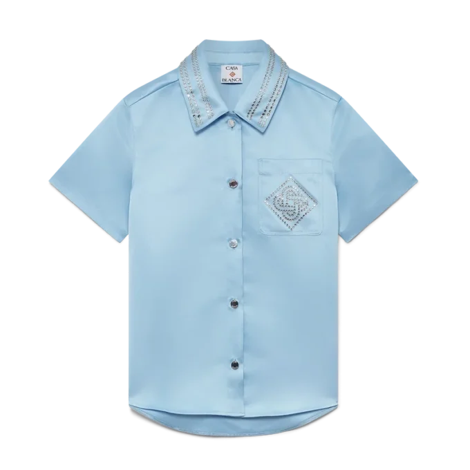 Satijnen overhemd met korte mouwen