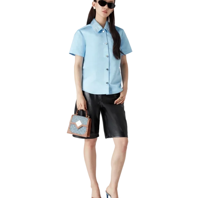 Satijnen overhemd met korte mouwen