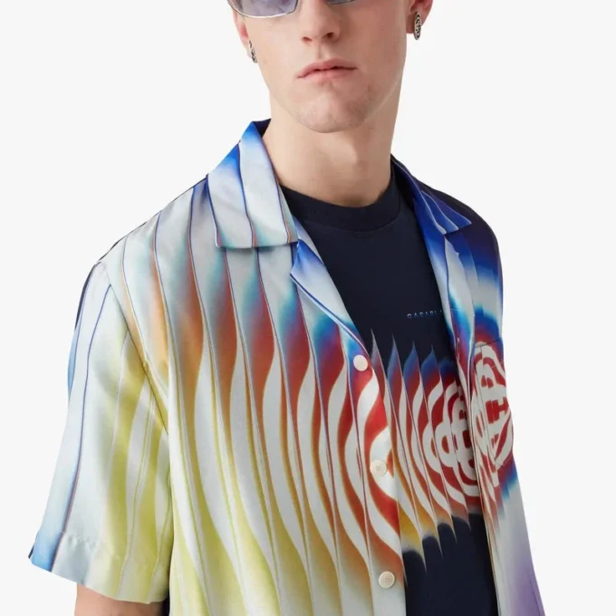 Shockwave zijden overhemd met korte mouwen