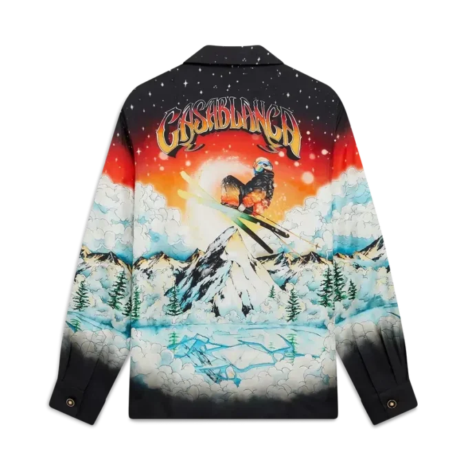 Ski Lake zijden twill overhemd met lange mouwen Ski Lake zijden twill overhemd met lange mouwen