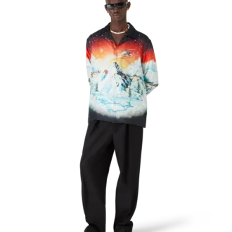 Ski Lake zijden twill overhemd met lange mouwen