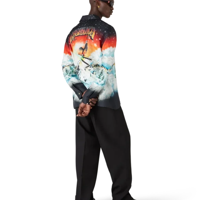 Ski Lake zijden twill overhemd met lange mouwen Ski Lake zijden twill overhemd met lange mouwen