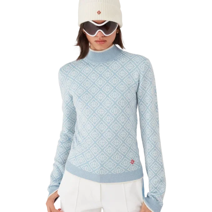 Ski Monogram Top met Hoge Kraag