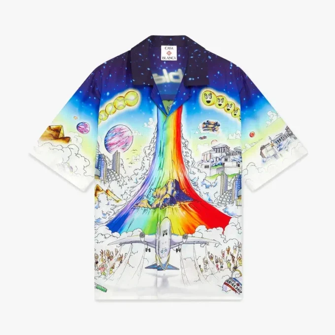 Solid Grooves zijden overhemd met korte mouwen