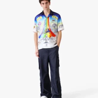 Solid Grooves zijden overhemd met korte mouwen