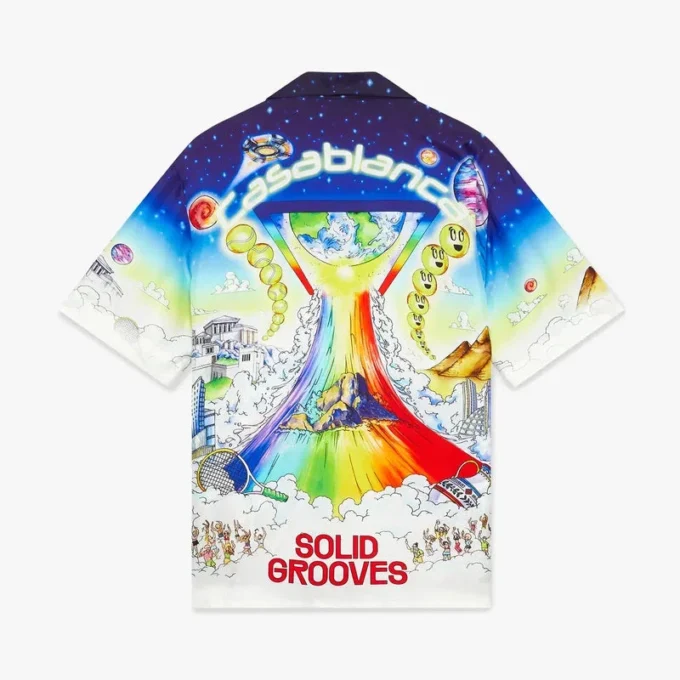 Solid Grooves zijden overhemd met korte mouwen