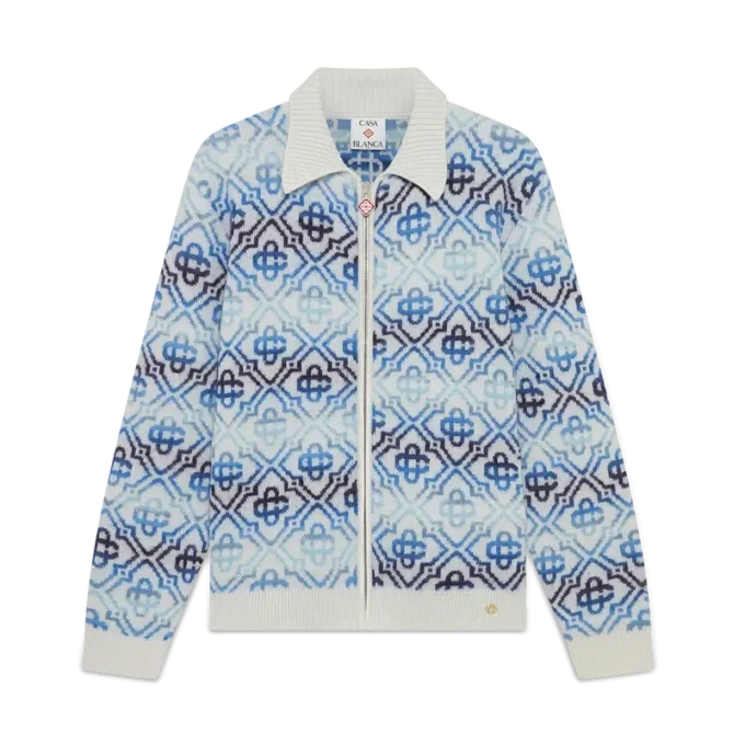 Space Dye Monogram merinowollen vest met lange mouwen Space Dye Monogram merinowollen vest met lange mouwen