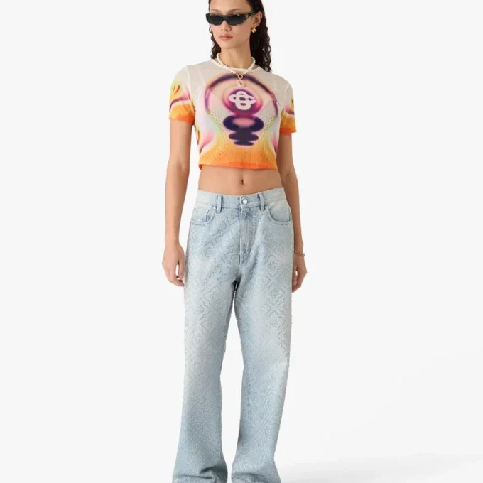 Sporchid bedrukt mesh T-shirt met korte mouwen voor baby’s