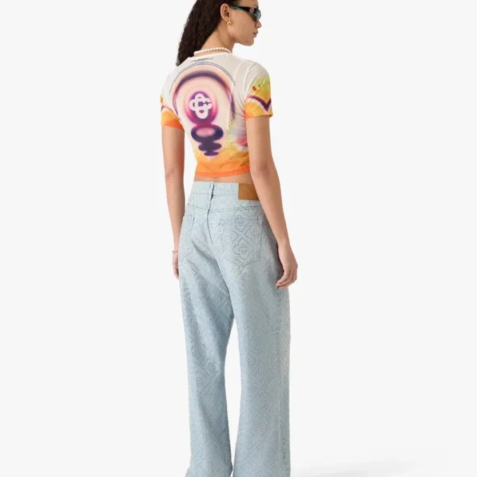 Sporchid bedrukt mesh T-shirt met korte mouwen voor baby’s