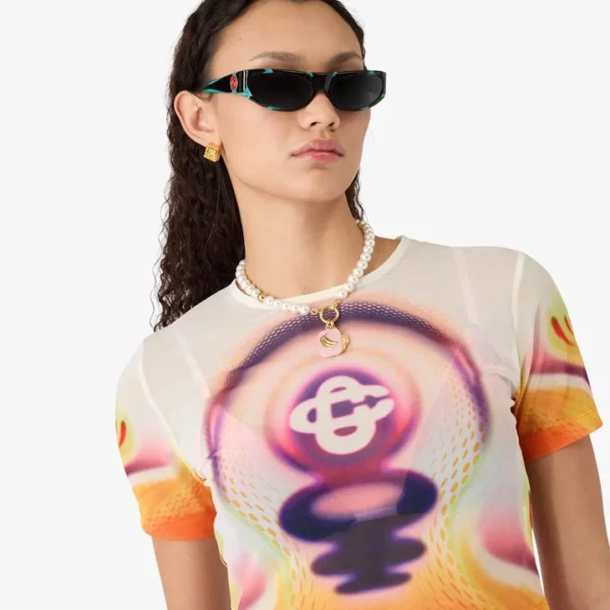 Sporchid bedrukt mesh T-shirt met korte mouwen voor baby’s