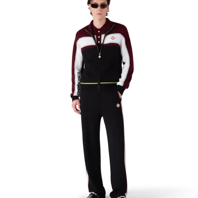 Stripe Merino gebreid trainingsjack