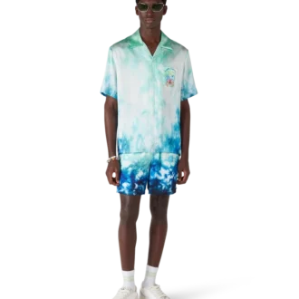 Surf Lotus zijden overhemd met korte mouwen in Shorts-stijl