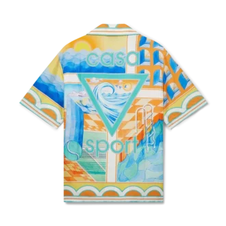 Surreal Pool zijden shirt met korte mouwen in shorts