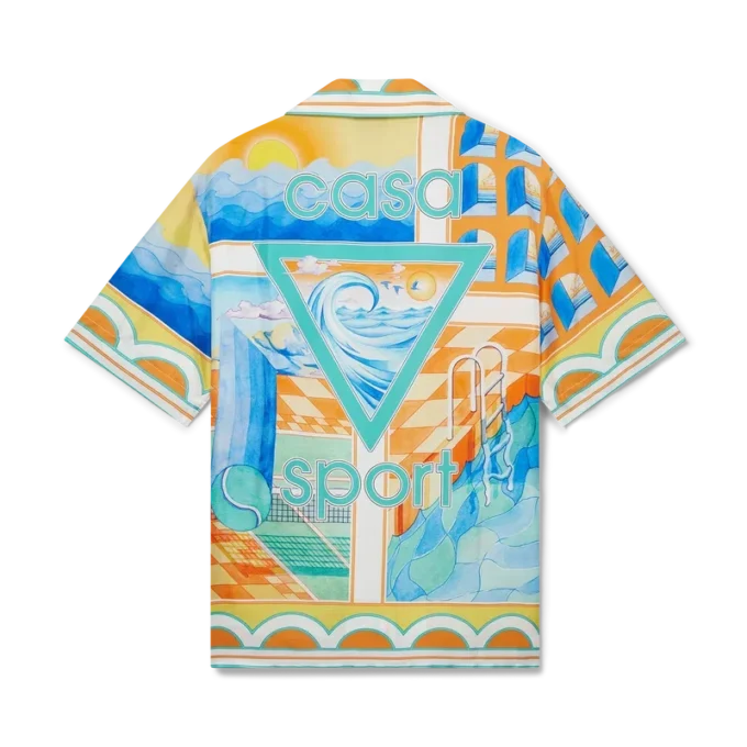 Surreal Pool zijden shirt met korte mouwen in shorts