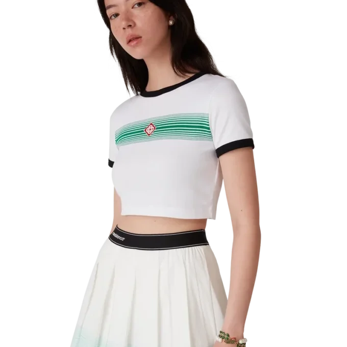 T-shirt met gestreept randje T-shirt met gestreept randje