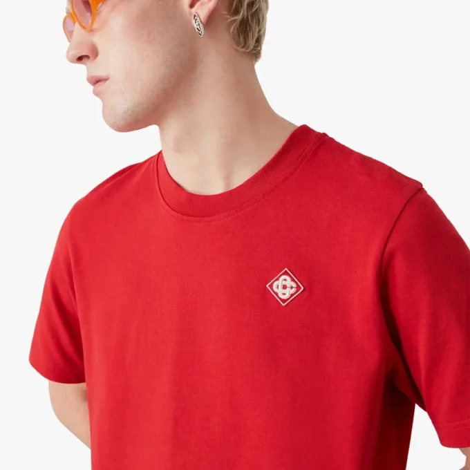 T-shirt met korte mouwen en rood diamantlogo