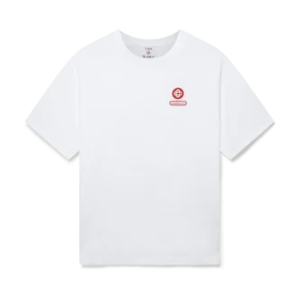 T-shirt met logo-patch, oversized, korte mouwen