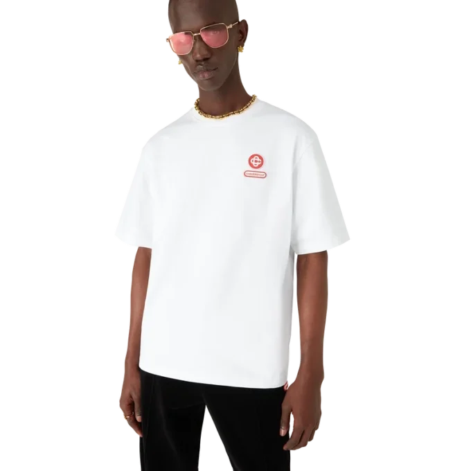 T-shirt met logo-patch, oversized, korte mouwen