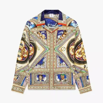 Take Me to Church zijden overhemd met Cubaanse kraag en lange mouwen