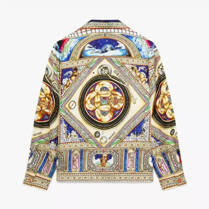 Take Me to Church zijden overhemd met Cubaanse kraag en lange mouwen