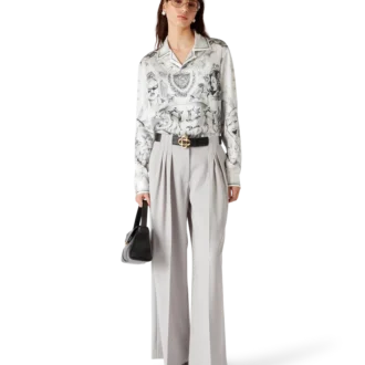 Tattoo zijden overhemd met lange mouwen