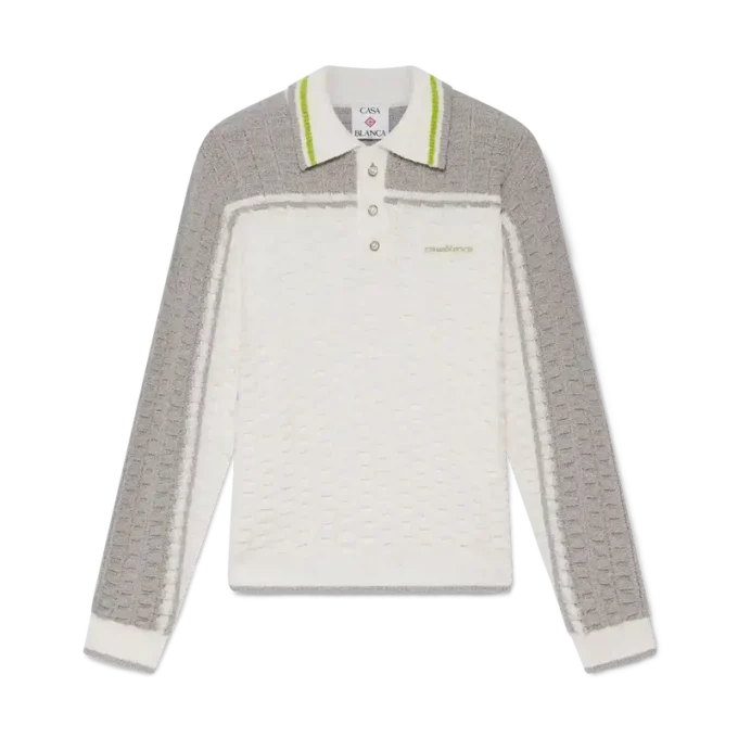 Tennis Bouclé poloshirt met lange mouwen