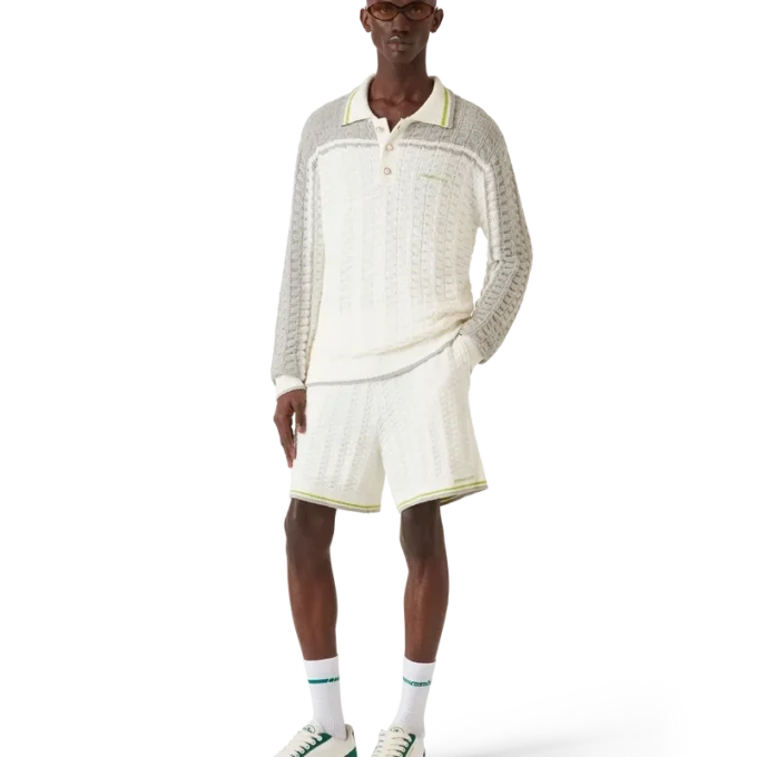 Tennis Bouclé poloshirt met lange mouwen