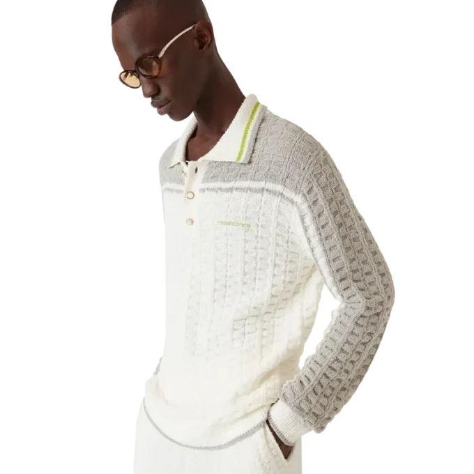 Tennis Bouclé poloshirt met lange mouwen