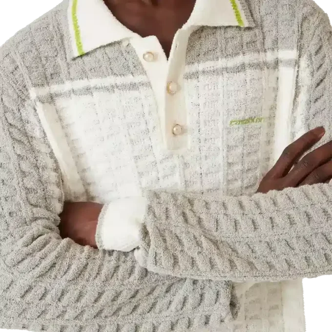 Tennis Bouclé poloshirt met lange mouwen