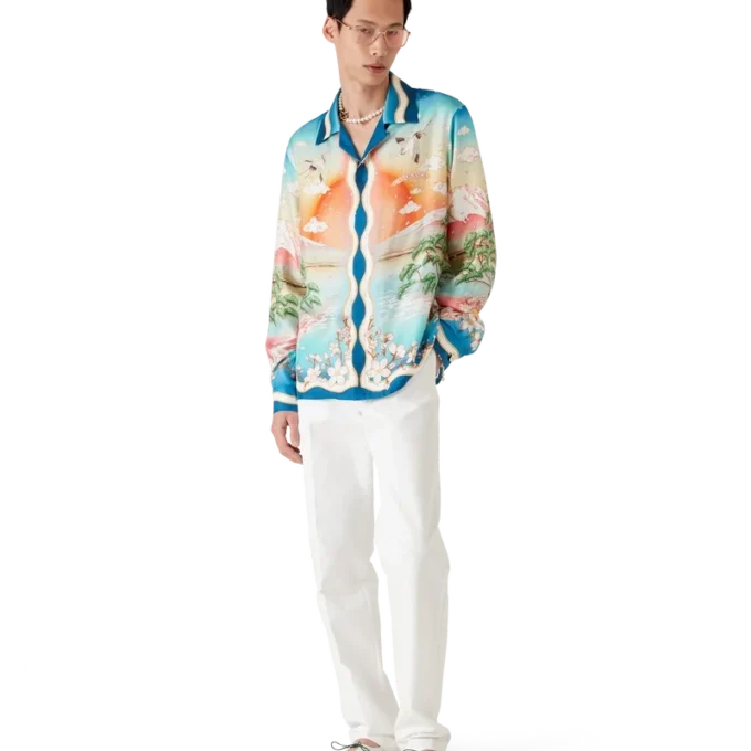 Tennis Club zijden overhemd met lange mouwen Tennis Club zijden overhemd met lange mouwen