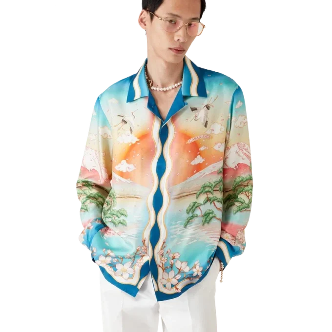 Tennis Club zijden overhemd met lange mouwen Tennis Club zijden overhemd met lange mouwen