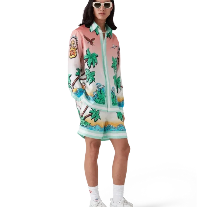 Tennis Club zijden overhemd met lange mouwen Tennis Club zijden overhemd met lange mouwen