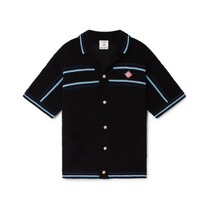 Tennis katoen gehaakt overhemd met korte mouwen Tennis katoen gehaakt overhemd met korte mouwen