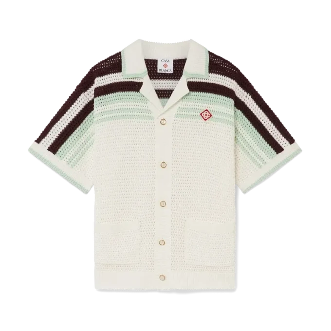 Tennis katoen gehaakt overhemd met korte mouwen Tennis katoen gehaakt overhemd met korte mouwen