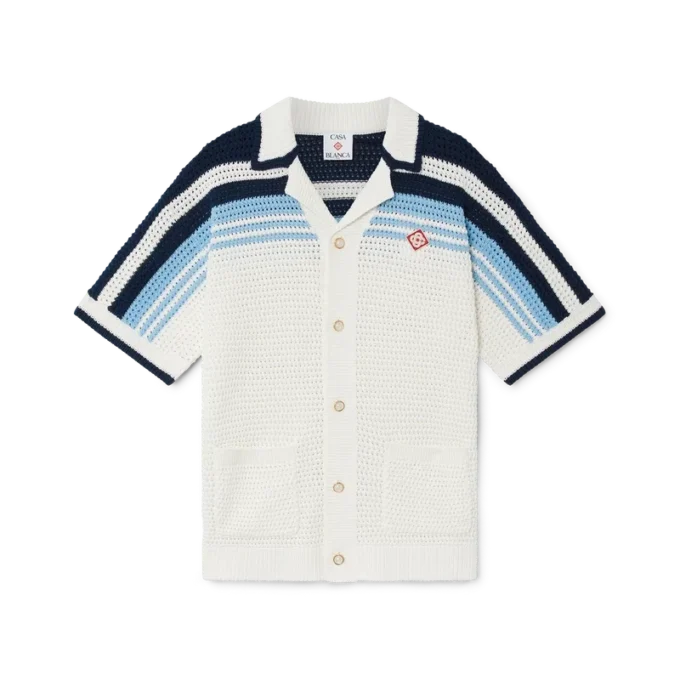 Tennis katoen gehaakt overhemd met korte mouwen Tennis katoen gehaakt overhemd met korte mouwen