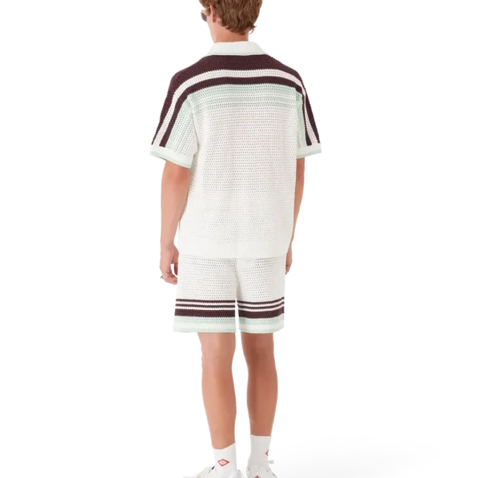 Tennis katoen gehaakt overhemd met korte mouwen Tennis katoen gehaakt overhemd met korte mouwen