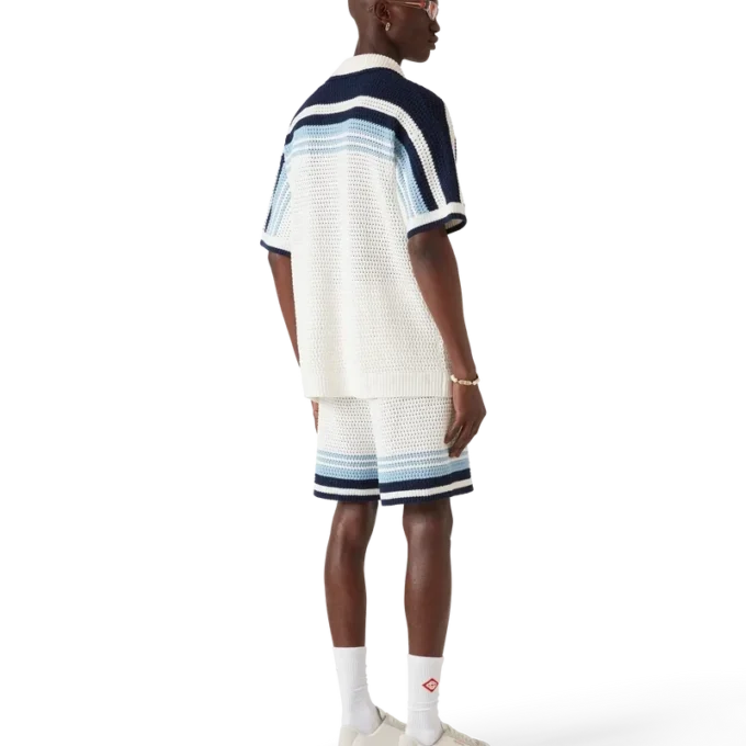 Tennis katoen gehaakt overhemd met korte mouwen Tennis katoen gehaakt overhemd met korte mouwen