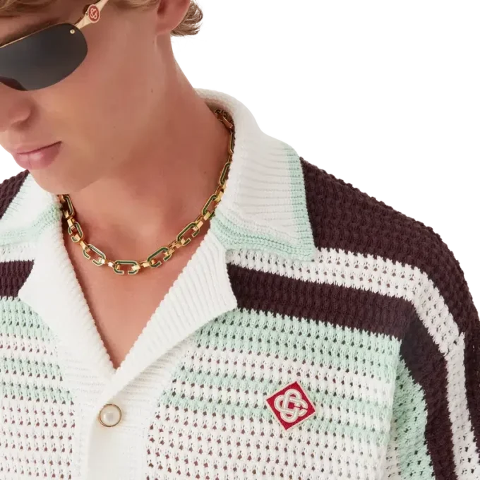 Tennis katoen gehaakt overhemd met korte mouwen Tennis katoen gehaakt overhemd met korte mouwen