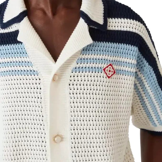 Tennis katoen gehaakt overhemd met korte mouwen Tennis katoen gehaakt overhemd met korte mouwen