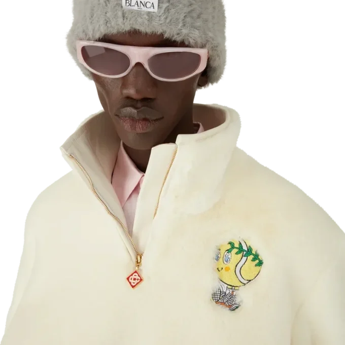 Tennis Mascot jasje met kwartritssluiting en imitatiebont Tennis Mascot jasje met kwartritssluiting en imitatiebont