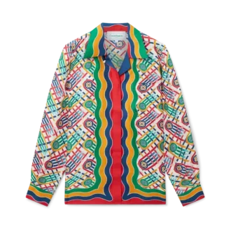 Tennis-zijden overhemd met monogram