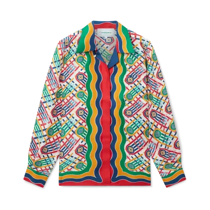 Tennis-zijden overhemd met monogram