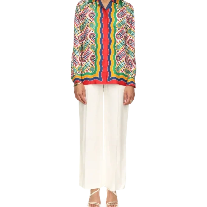 Tennis-zijden overhemd met monogram