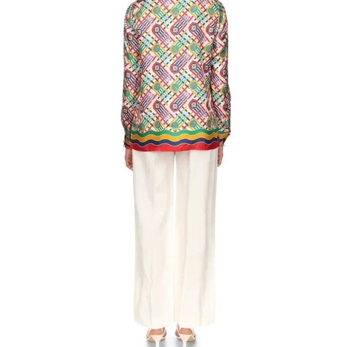 Tennis-zijden overhemd met monogram